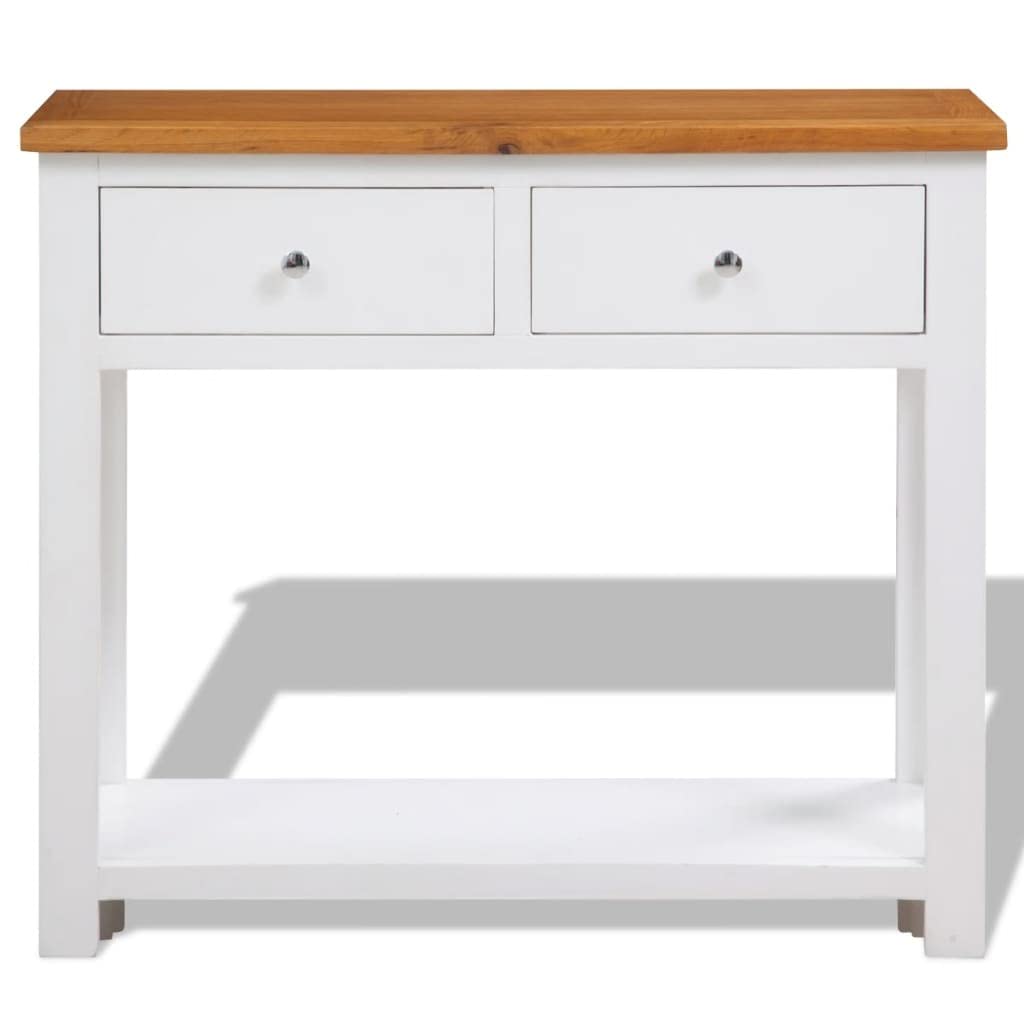 Console Table with Drawers Solid Oak Wood O816812