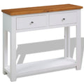 Console Table with Drawers Solid Oak Wood O816812