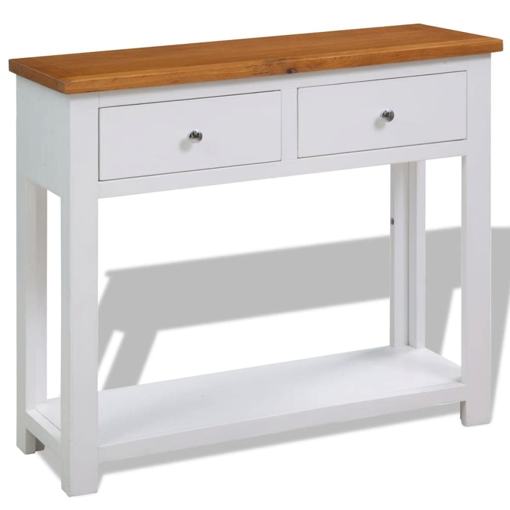 Console Table with Drawers Solid Oak Wood O816812