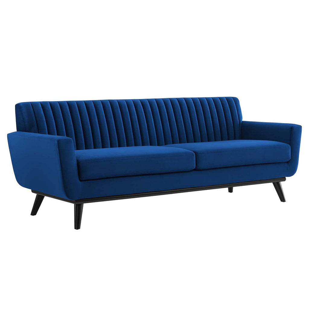 Navy Channel Tufted Performance Velvet Sofa A856601
