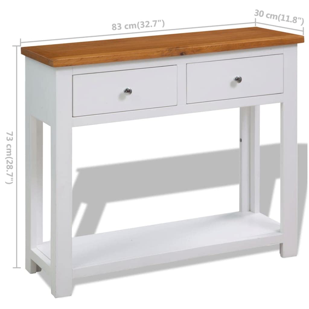 Console Table with Drawers Solid Oak Wood O816812