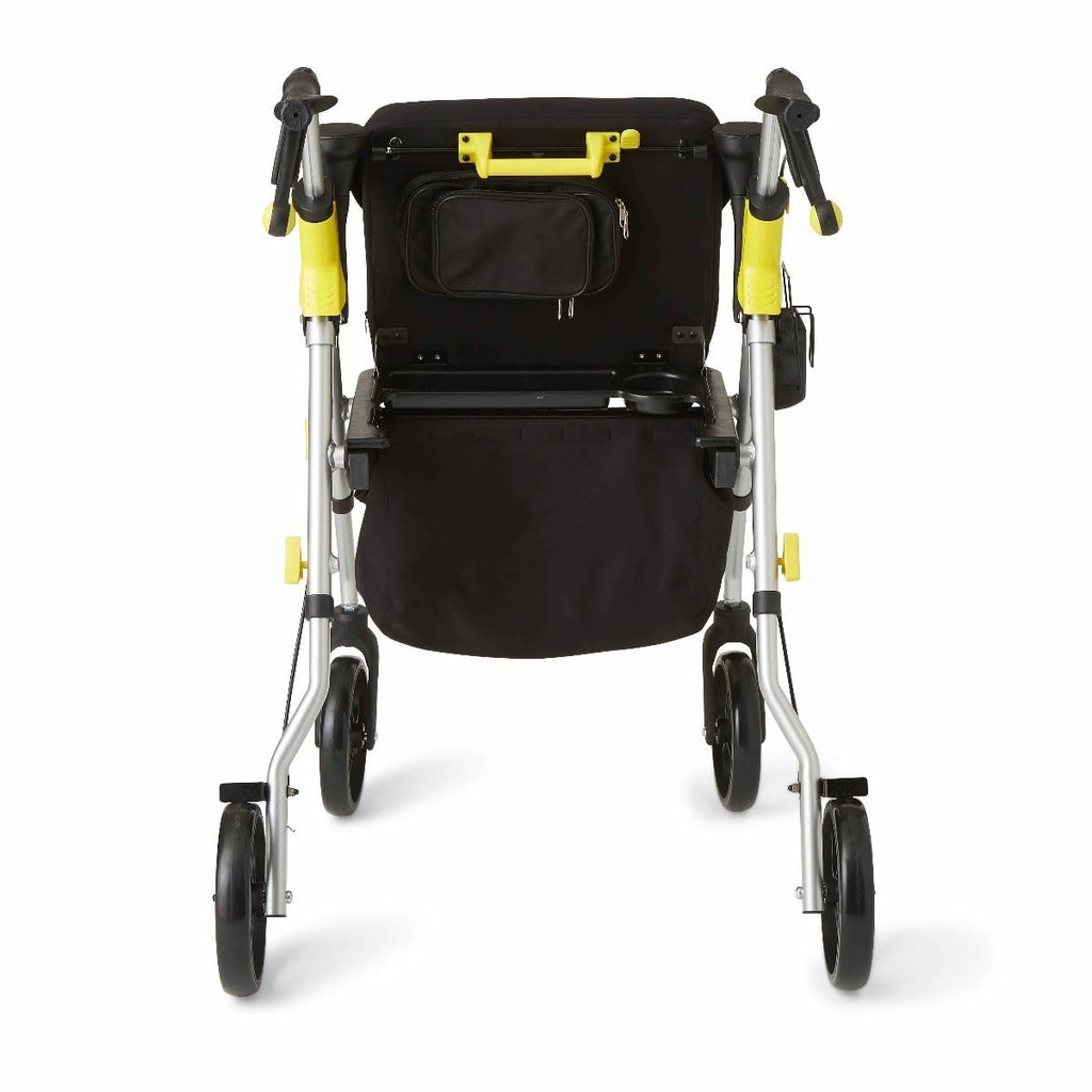 Folding Rolling Walker with Seat, 8-inch Wheels, Silver E639