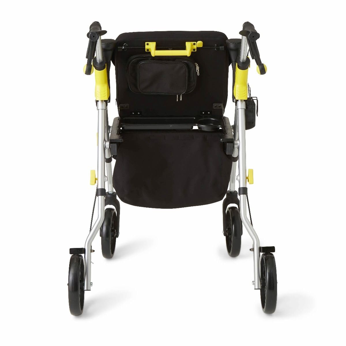 Folding Rolling Walker with Seat, 8-inch Wheels, Silver E639