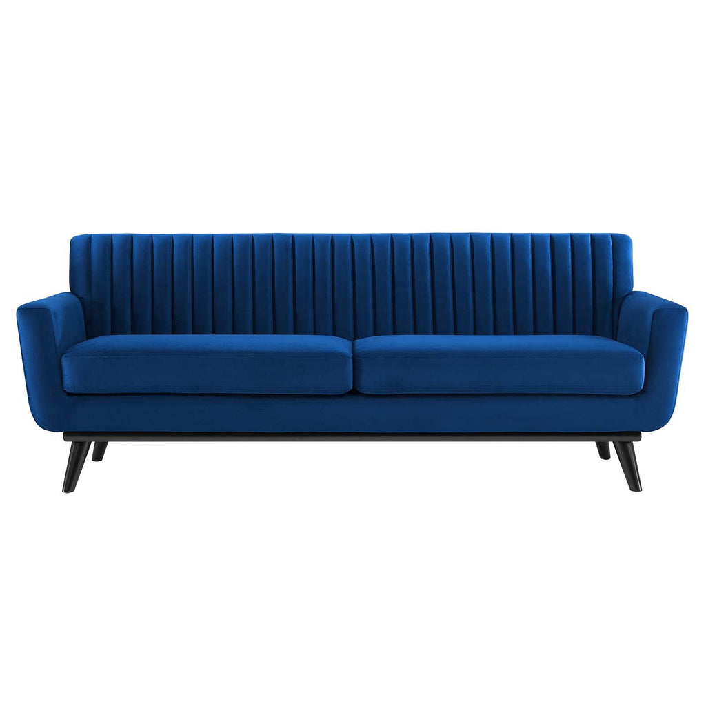 Navy Channel Tufted Performance Velvet Sofa A856601