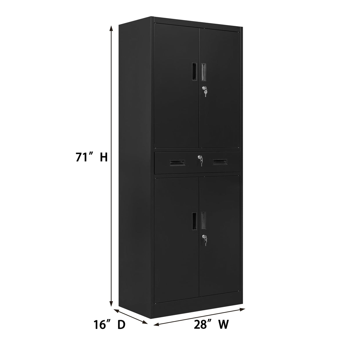 Metal Locking Storage Cabinet with Adjustable Shelves and 1 Drawer K59998