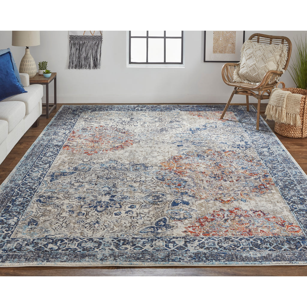 Blue/Ivory/Red Area Rug S85410