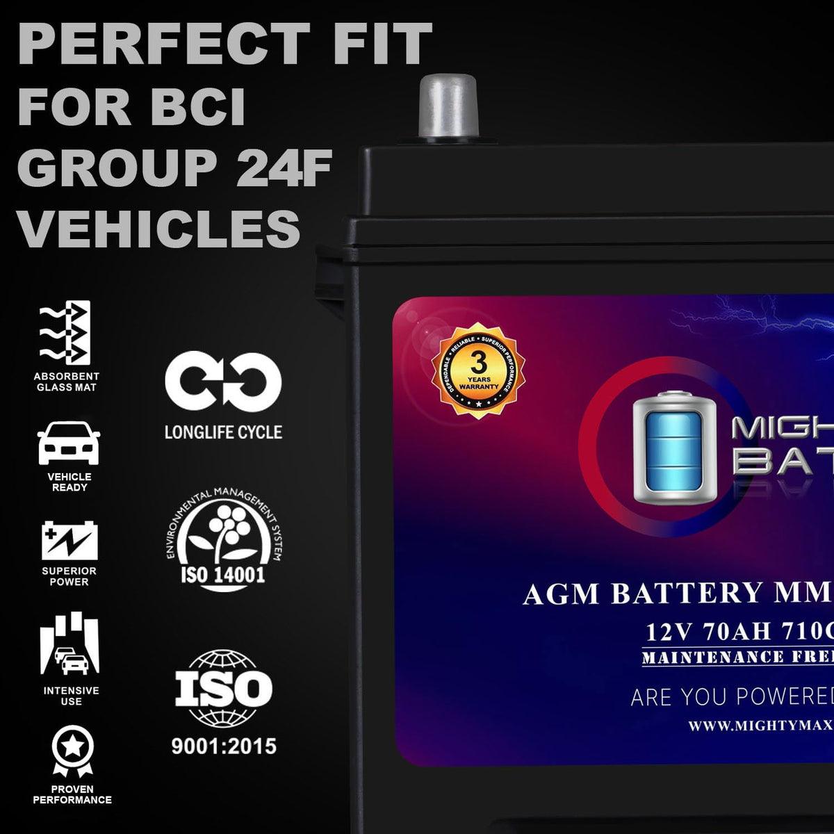12V 70Ah AGM Replacement Battery K352