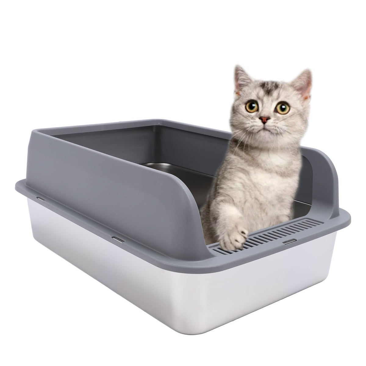 Stainless Steel Enclosed Cat Litter Box with Lid Y412635