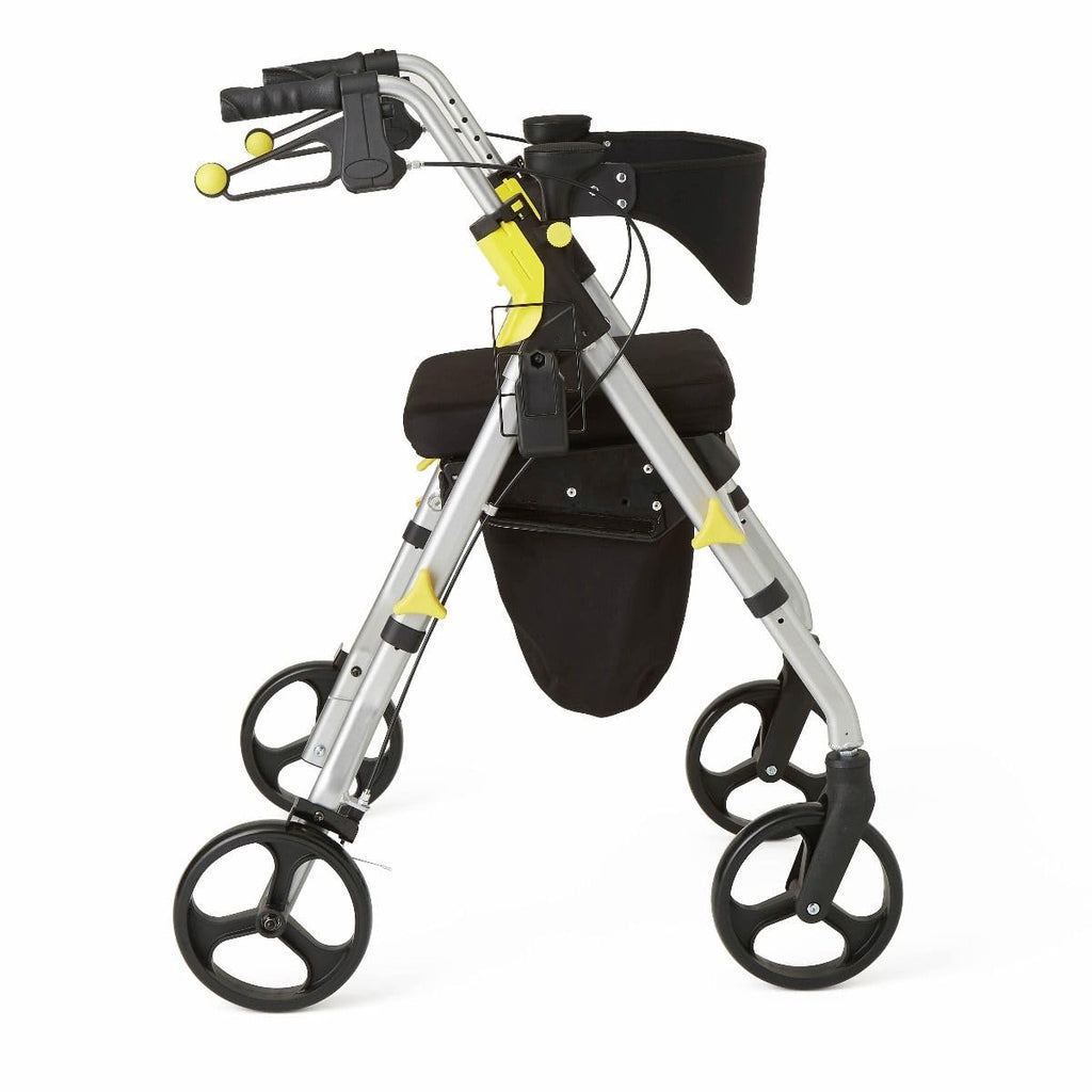 Folding Rolling Walker with Seat, 8-inch Wheels, Silver E639