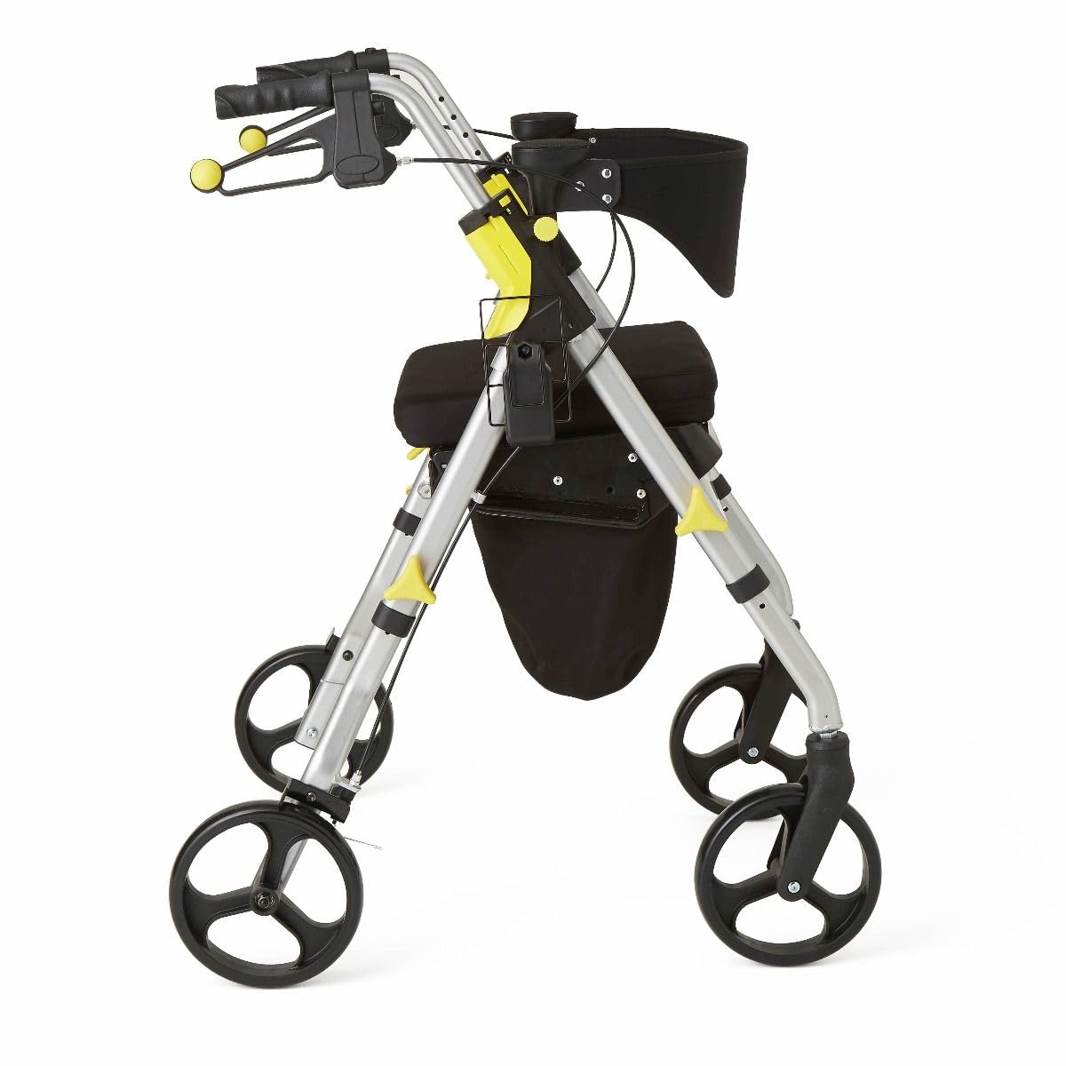 Folding Rolling Walker with Seat, 8-inch Wheels, Silver E639