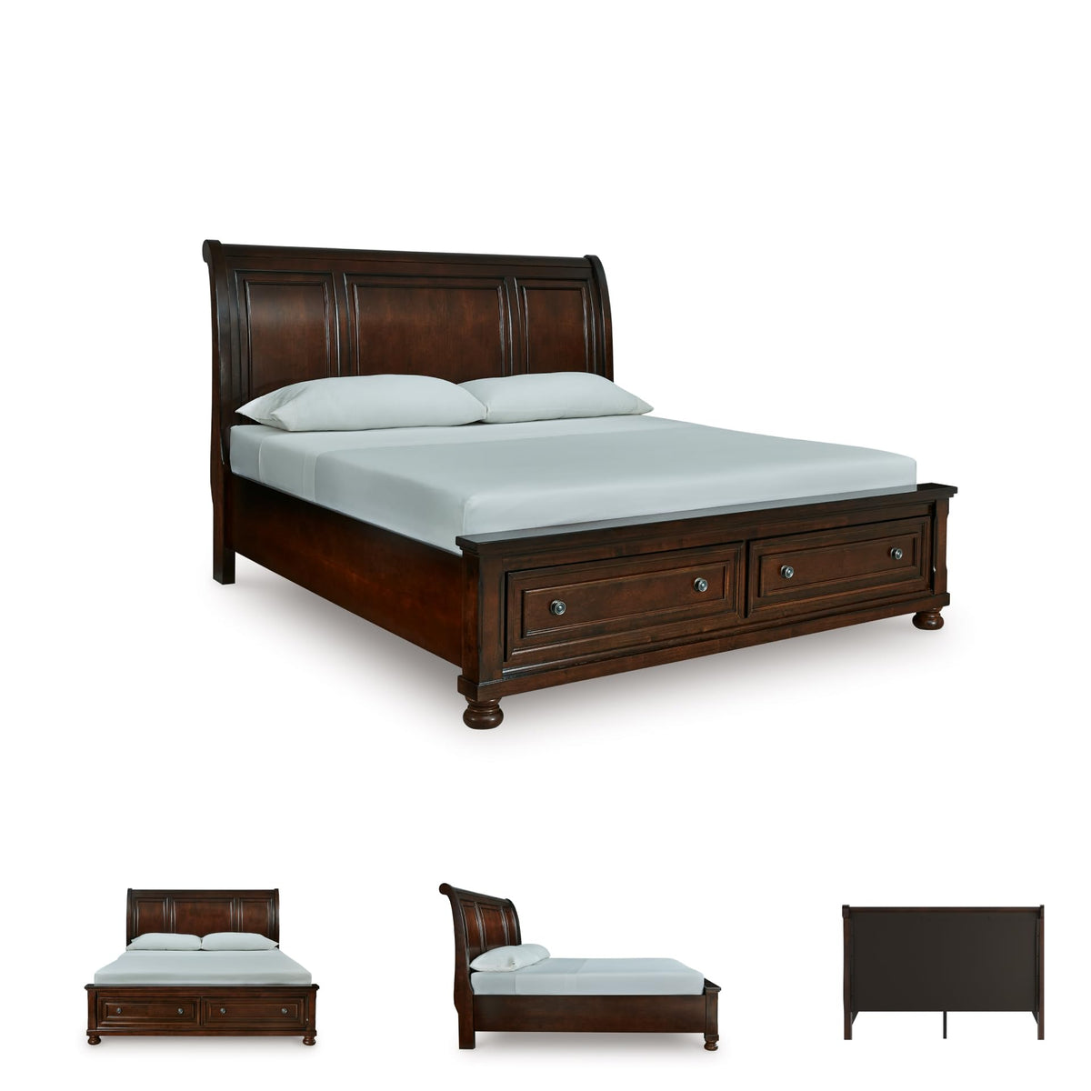 Cal King Sleigh Bed Frame with Storage C384