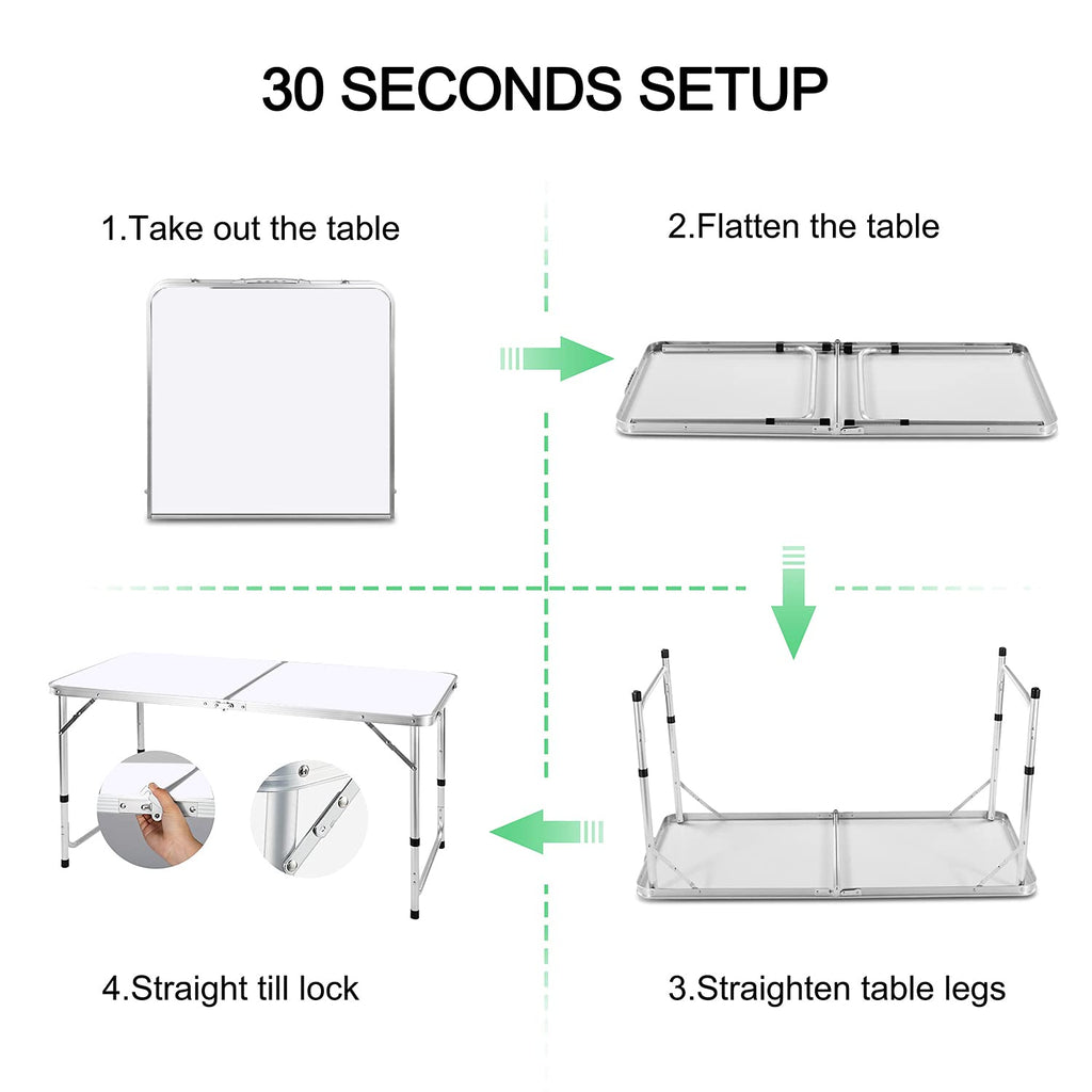 4 FT Aluminum Height Adjustable Folding Camping Table B963058