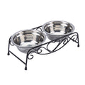 Stainless Steel Elevated Dog Cat Bowls with Iron Stand E315639
