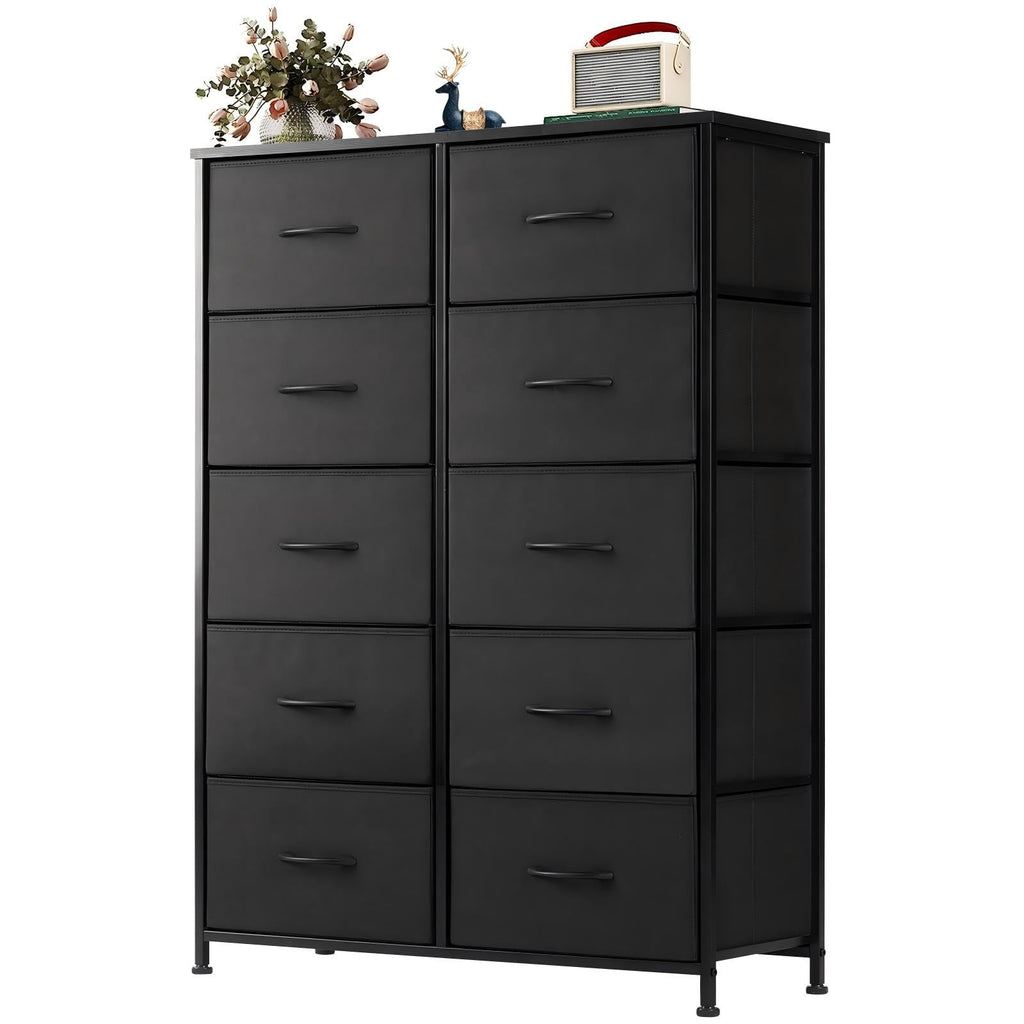 Black 10 Drawer Tall Dresser C303321