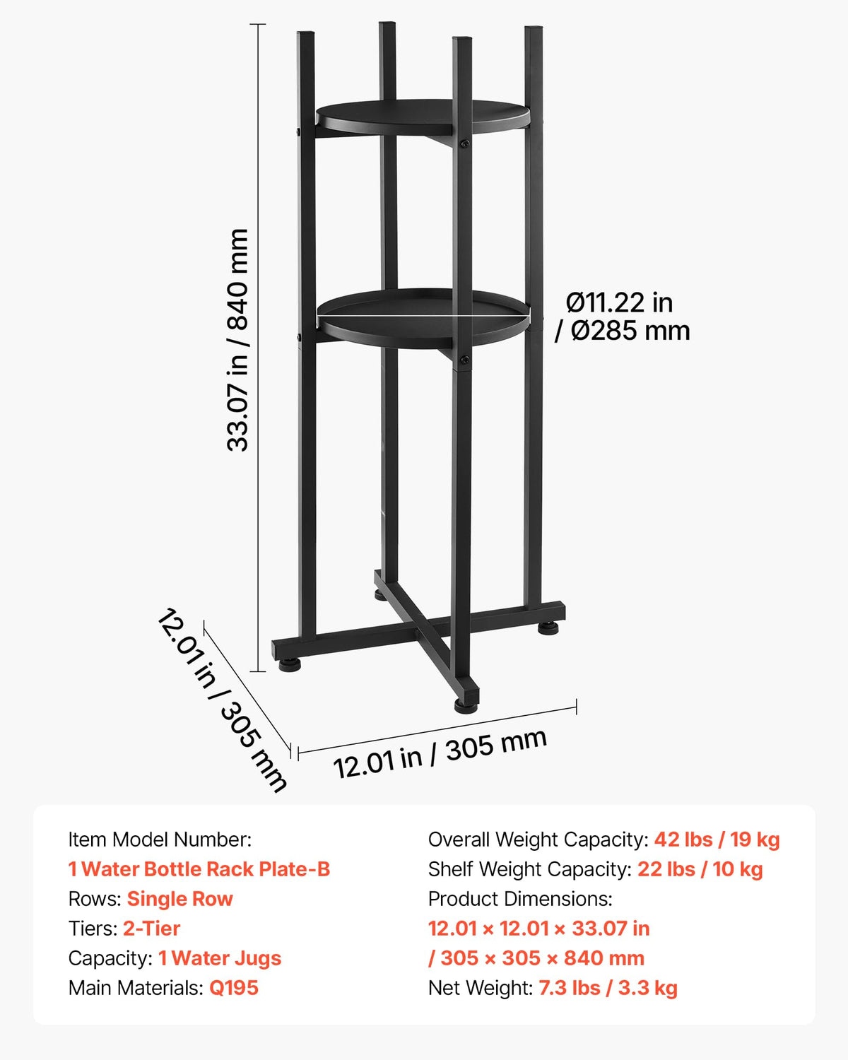 5 Gallon Heavy Duty Water Jug Stand with Storage Shelf H90142
