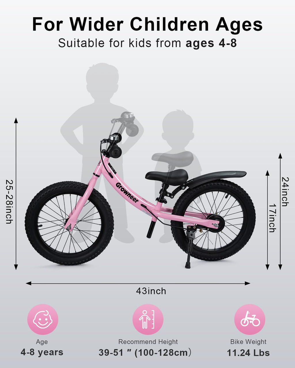 16" Pink Kids Balance Bike M6711