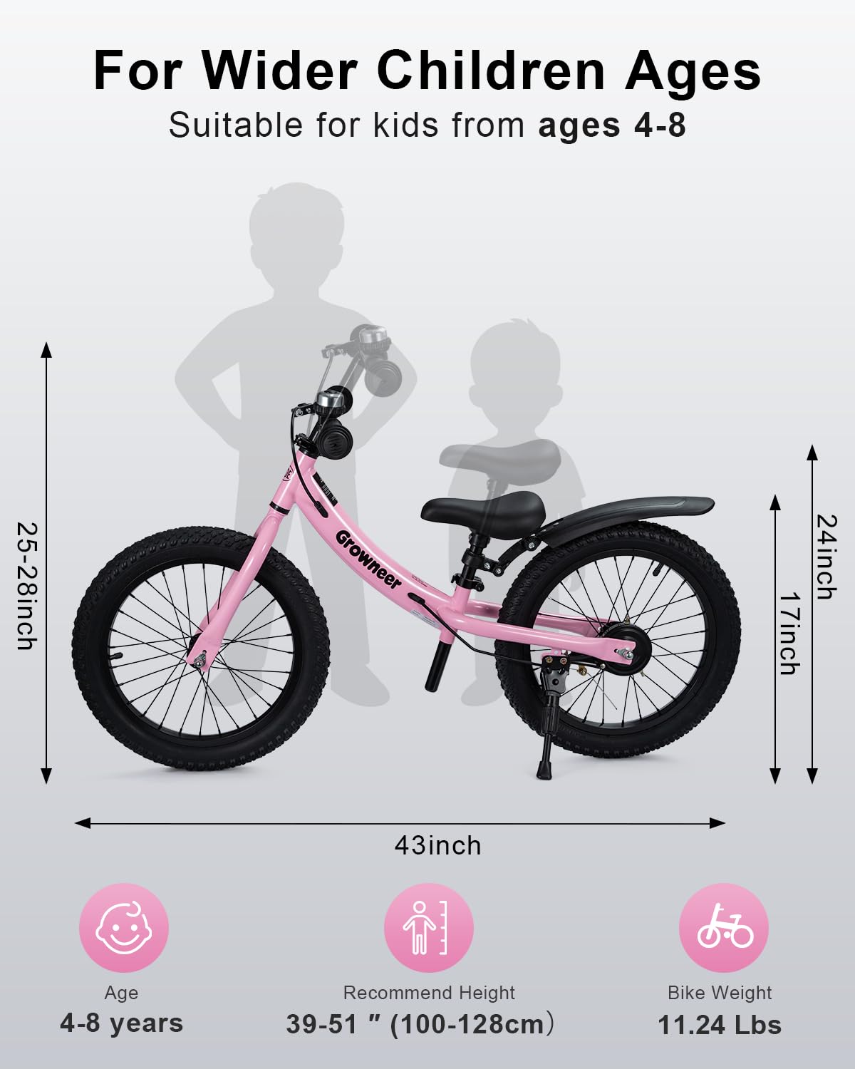 16" Pink Kids Balance Bike M6711