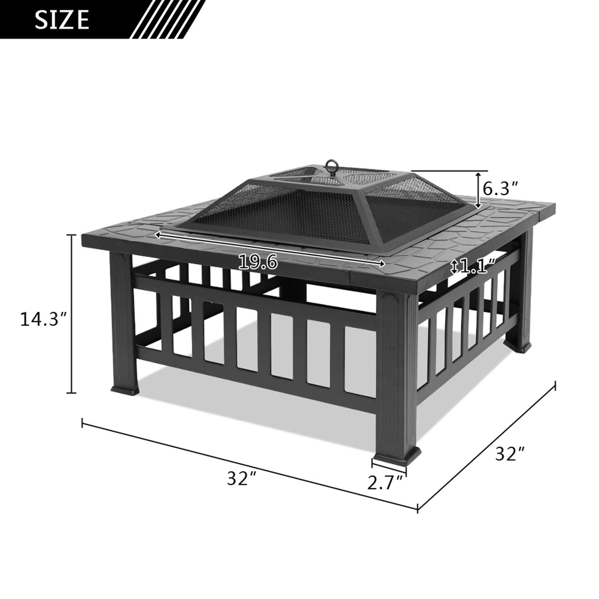 32 Inch Square Fire Pit X771618