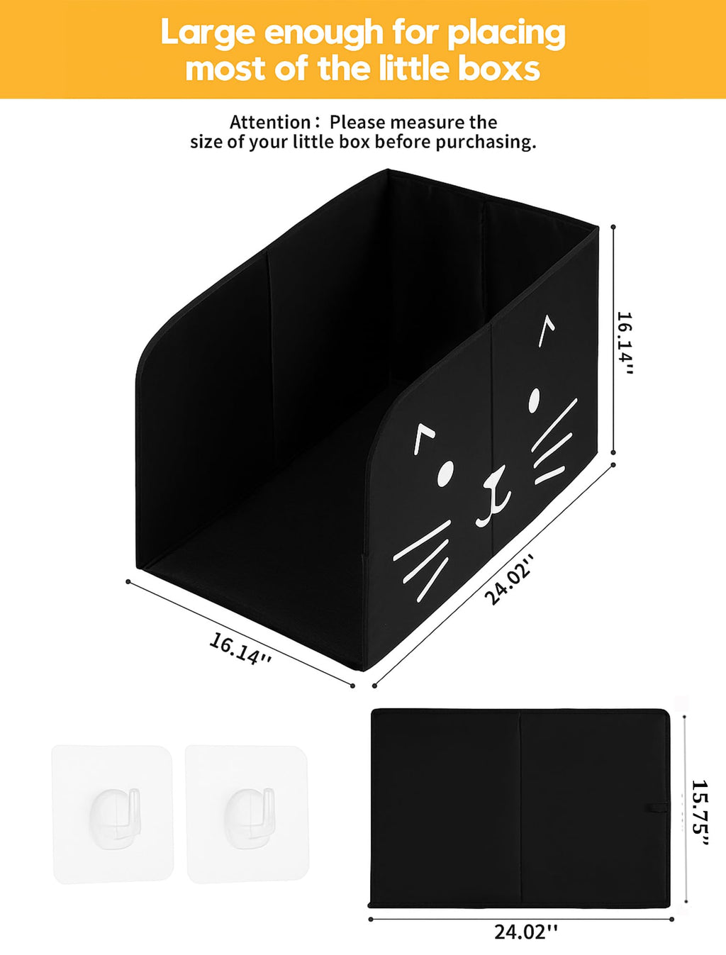 Black Waterproof Cat Litter Box Enclosure with Removable Mat L78912
