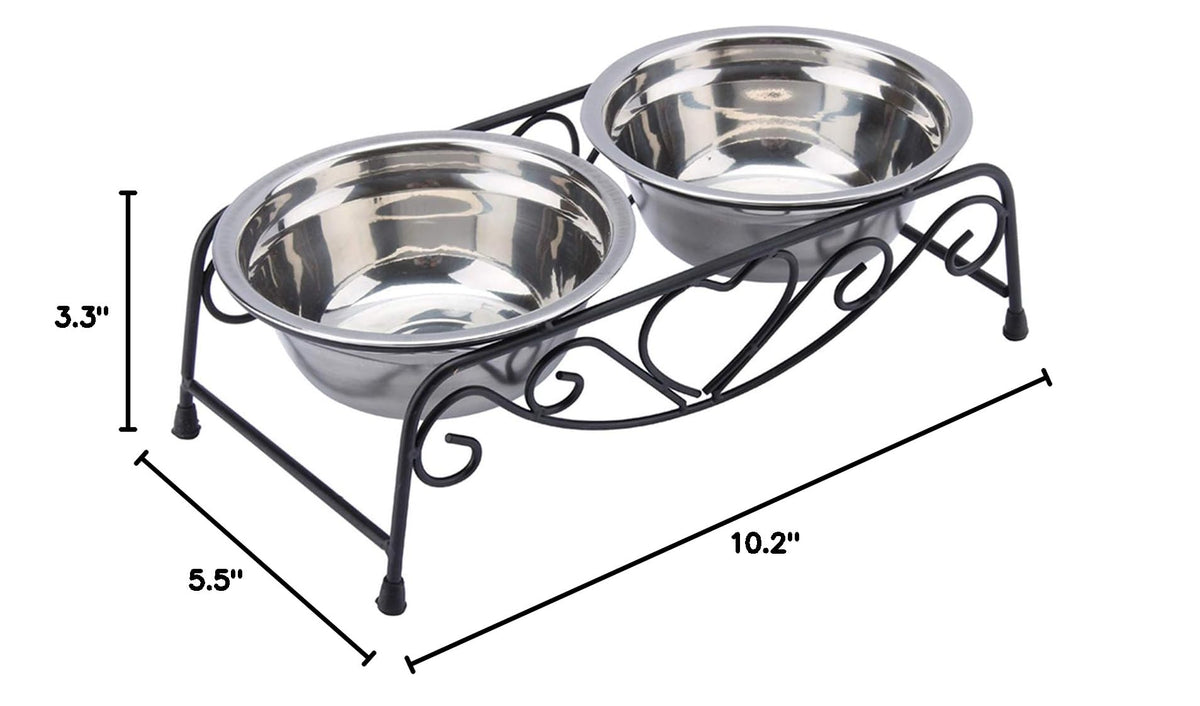 Stainless Steel Elevated Dog Cat Bowls with Iron Stand E315639