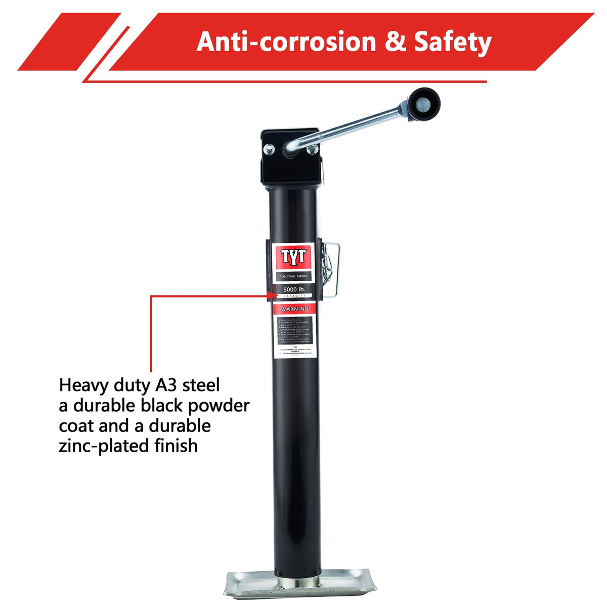 5000lbs Weld On Swivel Trailer Jack, 15" Vertical Travel D25110