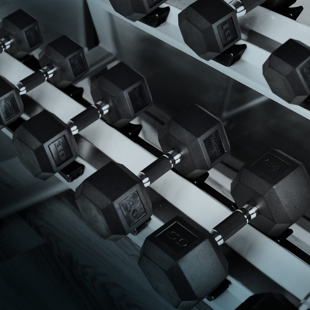 Rubber Grip Encased Hex Dumbbell Hand Weights Anti-Slip S122153