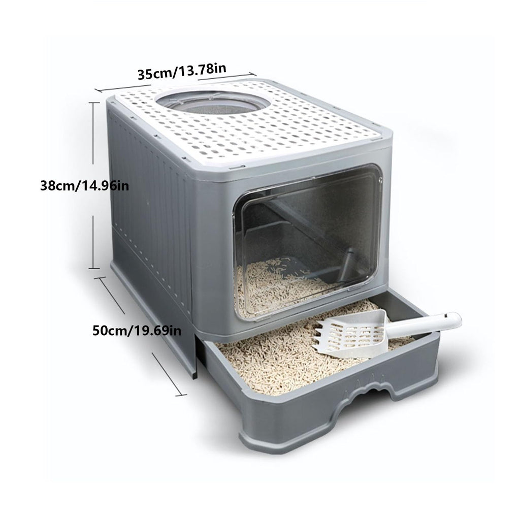 Foldable Enclosed Cat Litter Box with Lid F91953