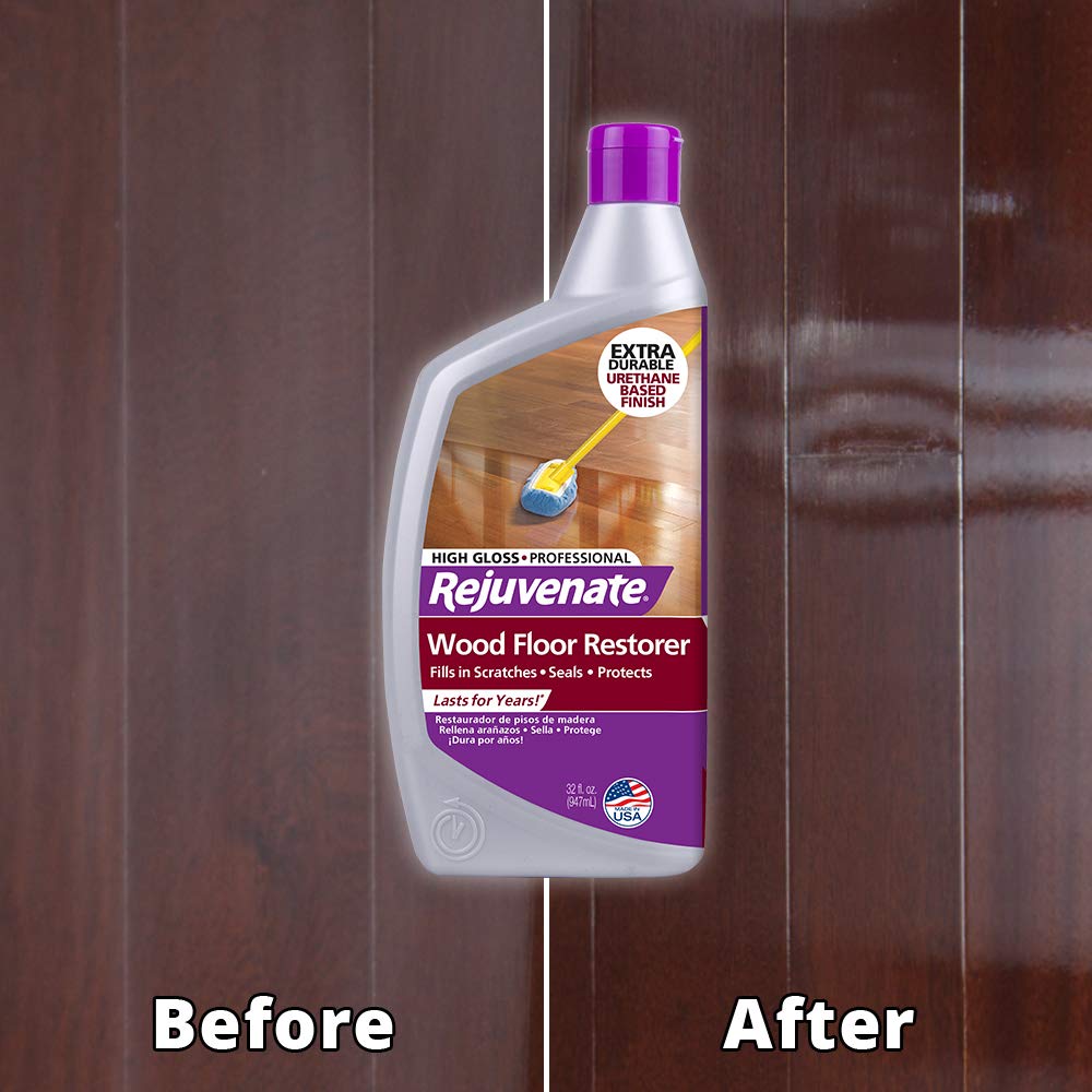 Wood Floor Restorer and Polish with High Gloss Finish 32oz and PH Balanced Floor Cleaner O7431