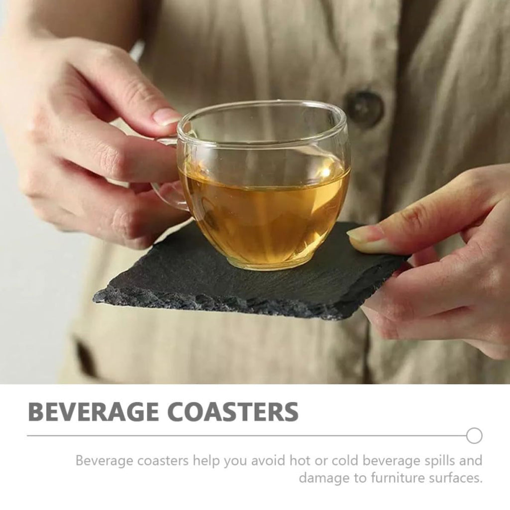 Natural Stone Square Drink Coasters Set D53900