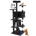 70 Inches Dark Gray Multi-Level Cat Tree with Litter Box Enclosure L87636