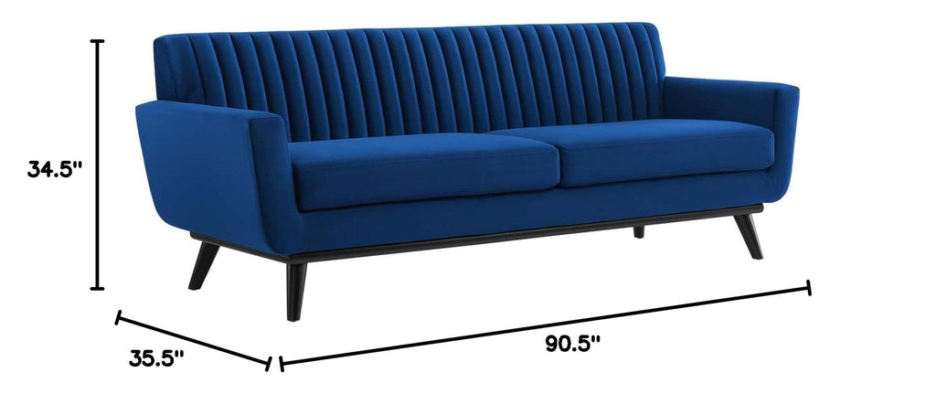 Navy Channel Tufted Performance Velvet Sofa A856601
