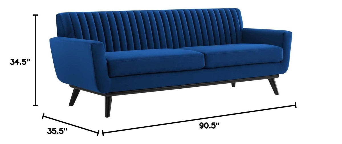 Navy Channel Tufted Performance Velvet Sofa A856601