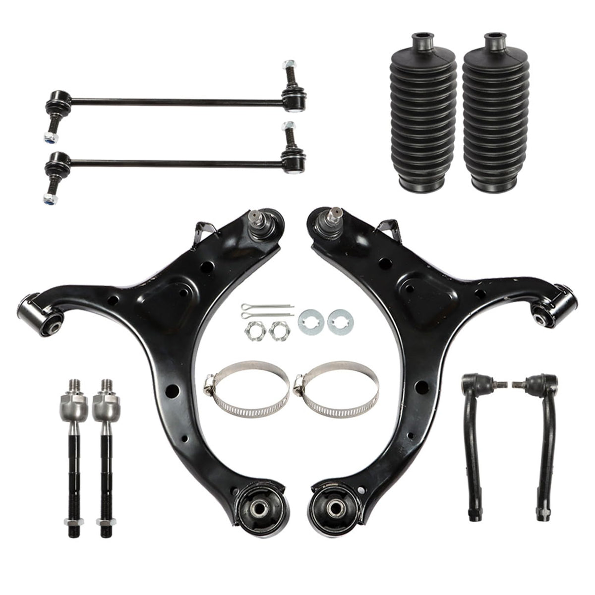 10Pcs Front Lower Control Arms Ball Joint Assembly Tie Rod End Sway Bar Link Kit Y3830