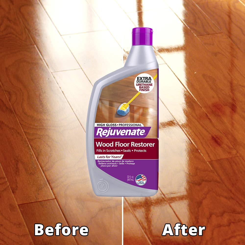 Wood Floor Restorer and Polish with High Gloss Finish 32oz and PH Balanced Floor Cleaner O7431