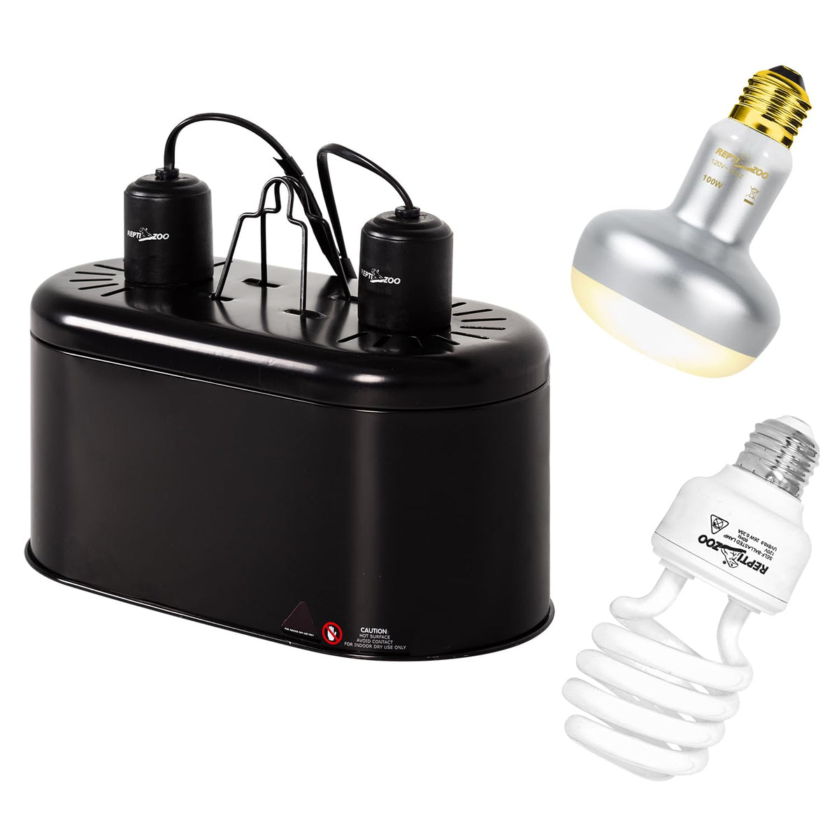 Reptile Heat Lamp Combo Pack with Dual Light Fixture, 100W Basking Spot Light & 26W UVA UVB Bulb E908