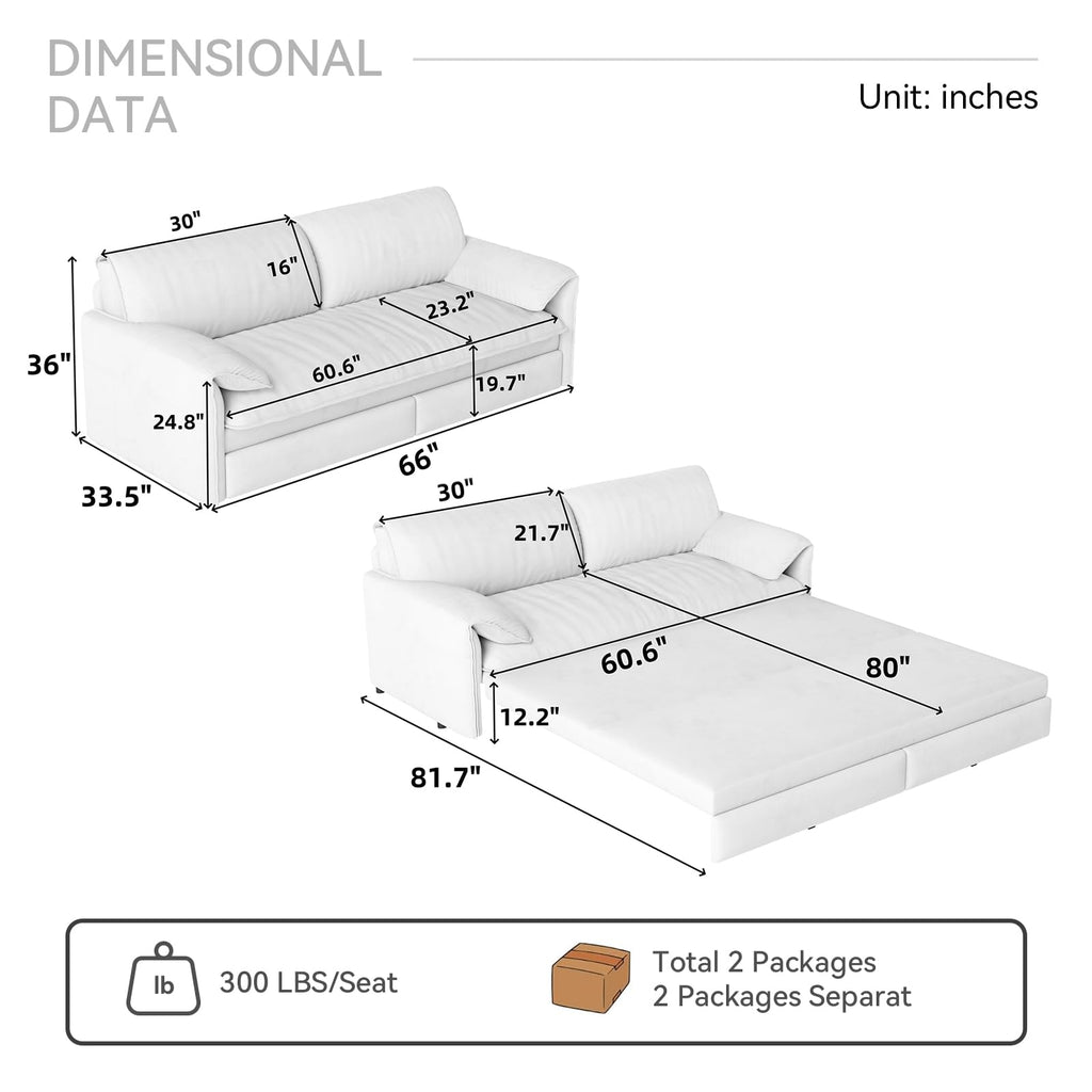 Queen Size Velvet Sleeper Sofa Bed D3580