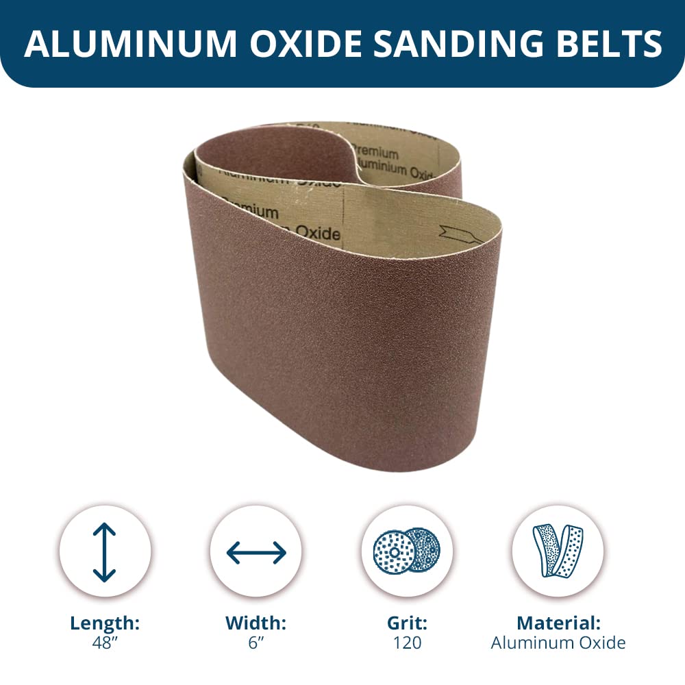6” x 48” Aluminum Oxide Sanding Belts 120 Grit 2 Pack U443