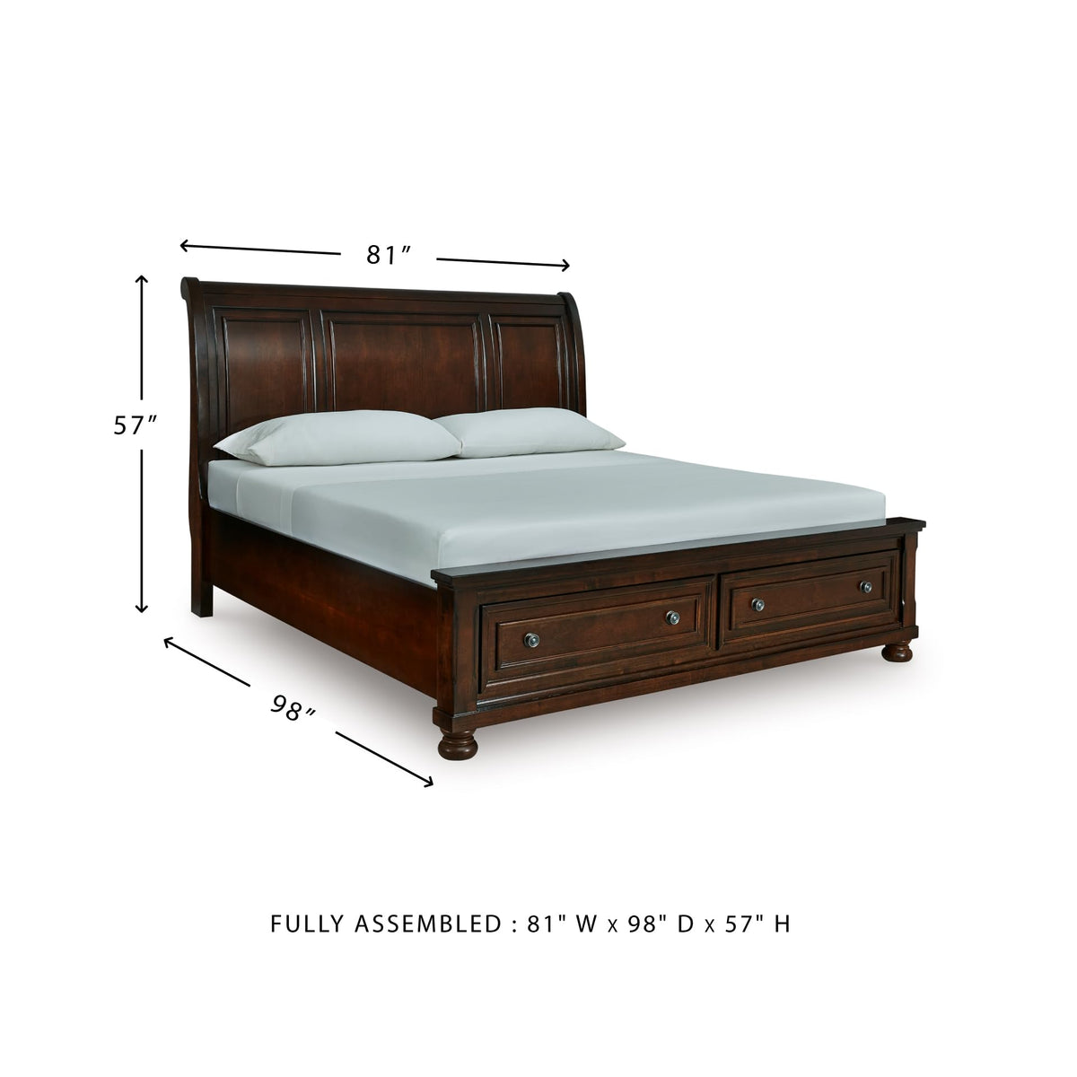 Cal King Sleigh Bed Frame with Storage C384