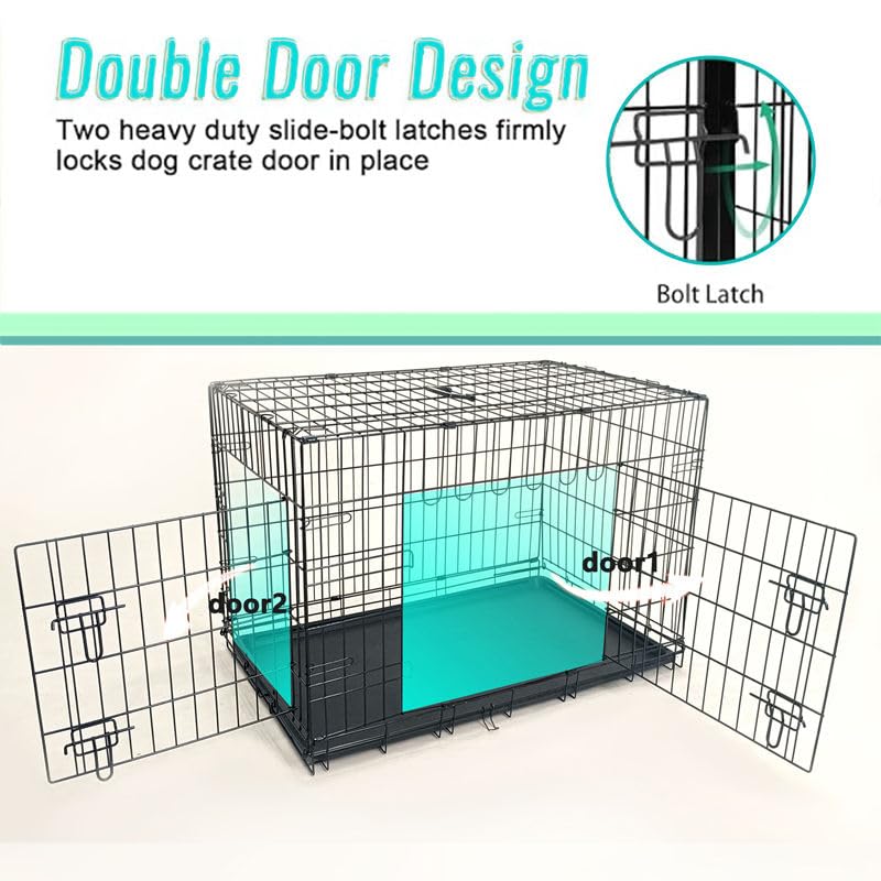42-Inch Folding Metal Dog Crate with Divider and Tray A51967
