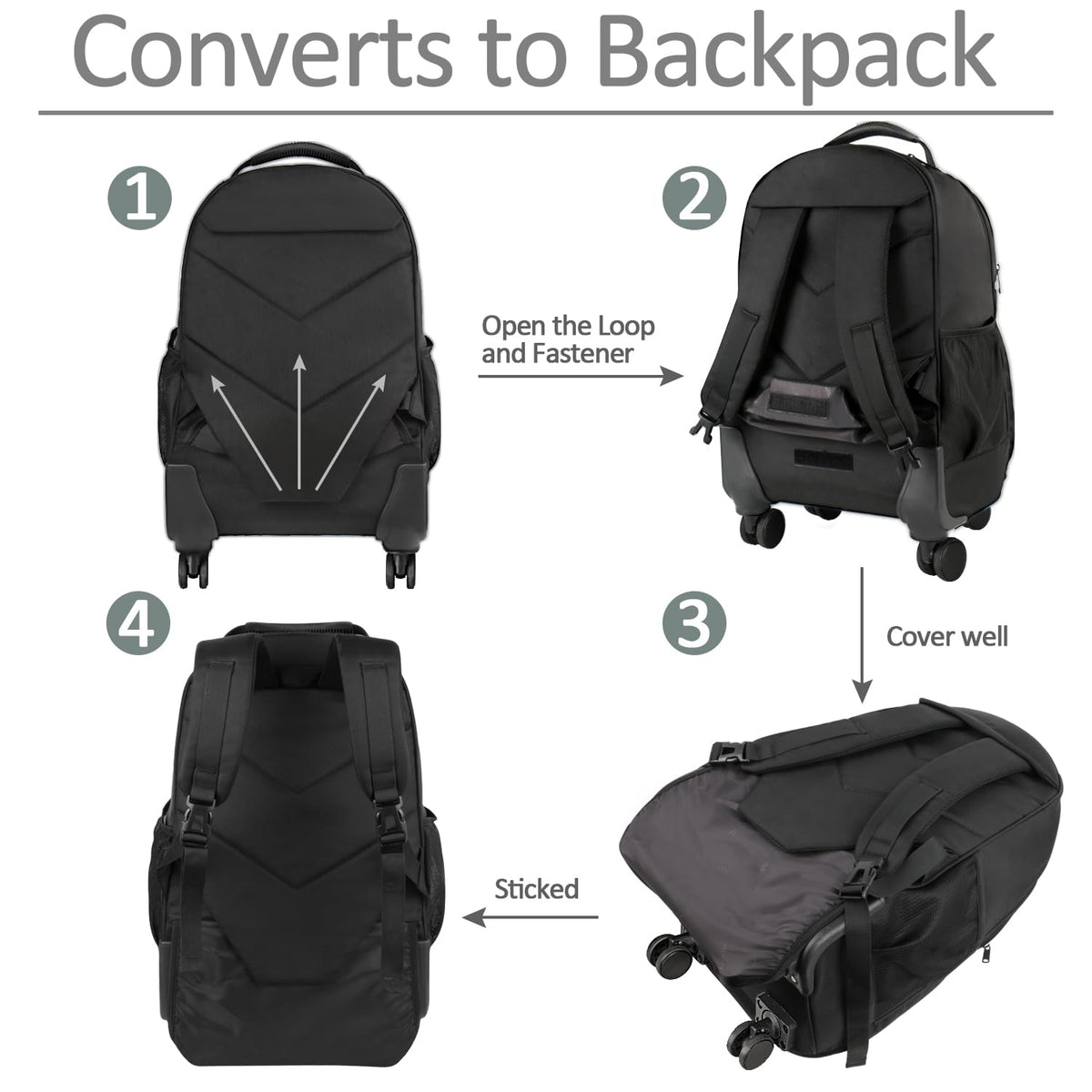 Rolling Backpack with 4 Wheels O16592