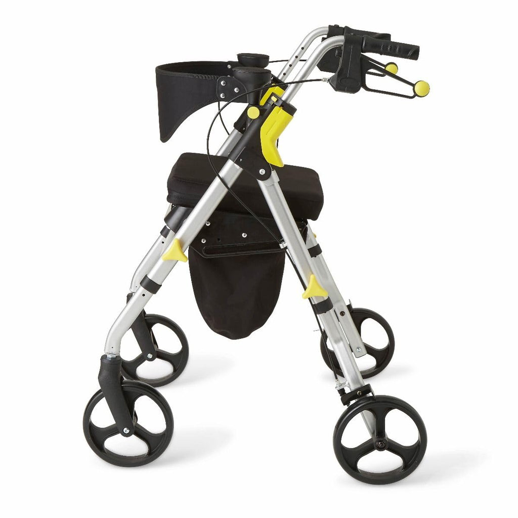 Folding Rolling Walker with Seat, 8-inch Wheels, Silver E639