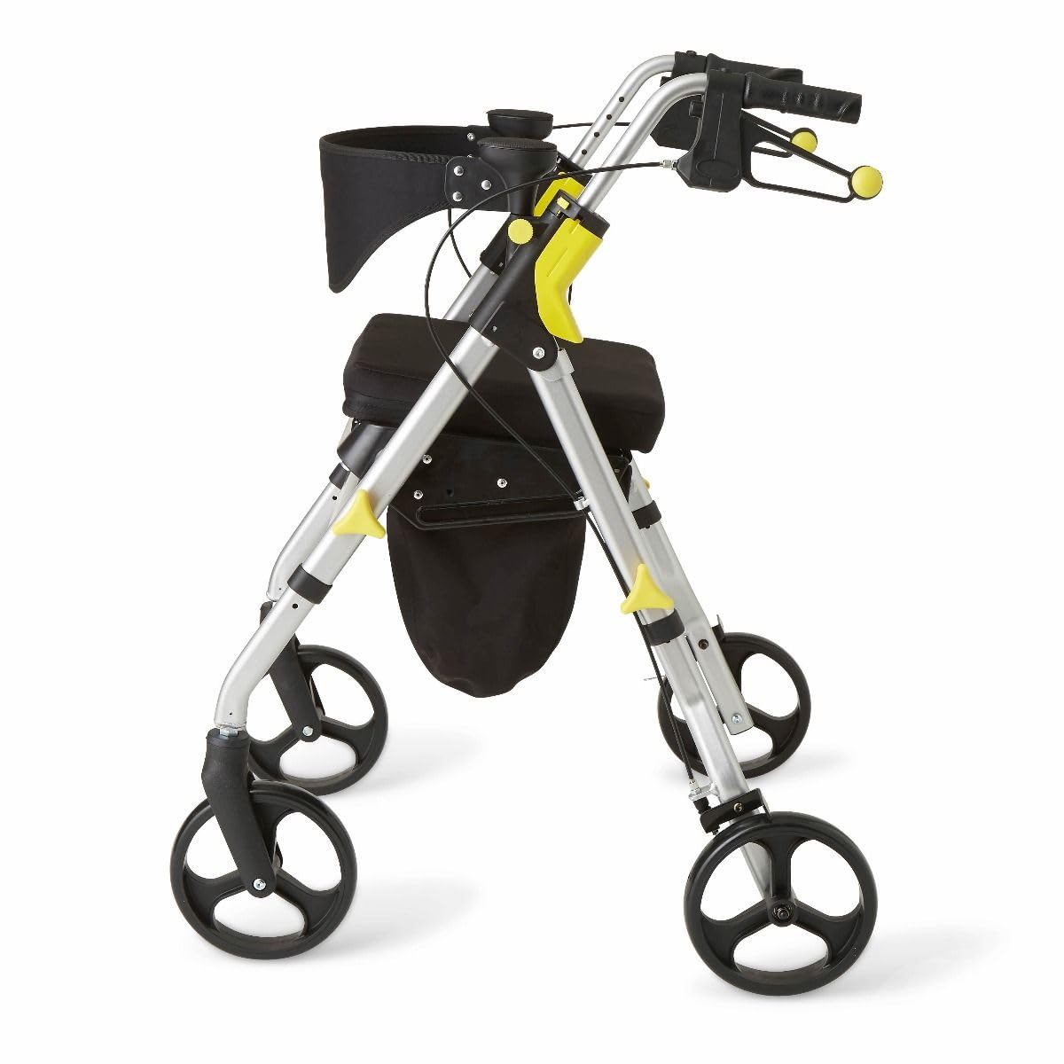 Folding Rolling Walker with Seat, 8-inch Wheels, Silver E639