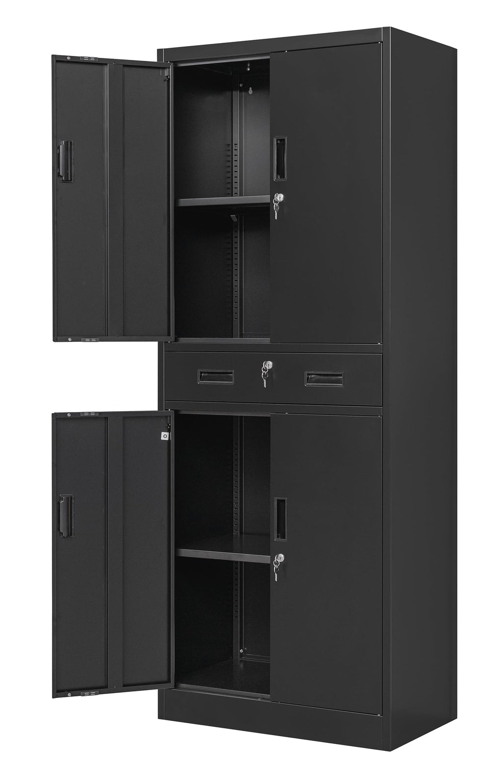 Metal Locking Storage Cabinet with Adjustable Shelves and 1 Drawer K59998