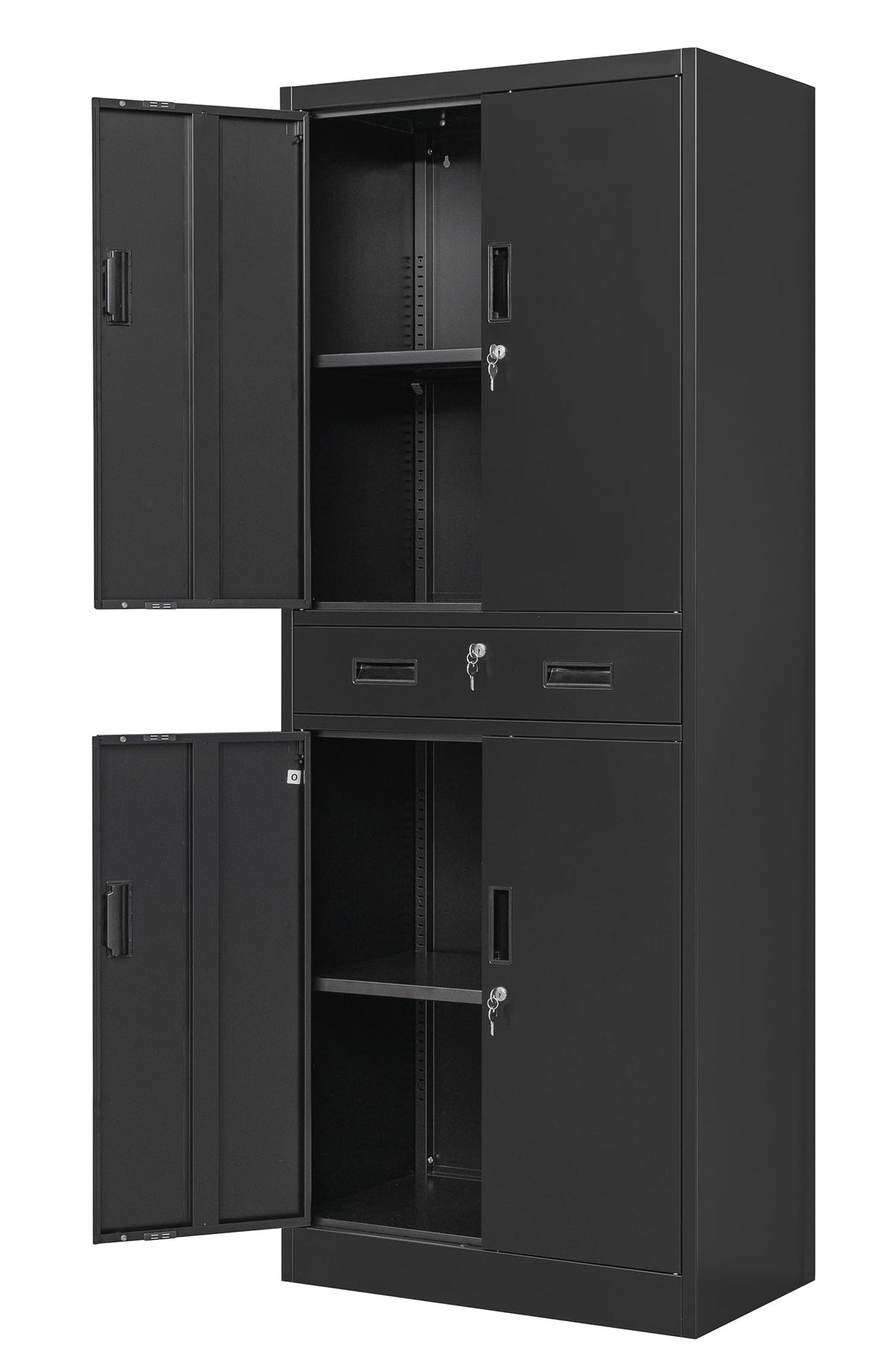 Metal Locking Storage Cabinet with Adjustable Shelves and 1 Drawer K59998