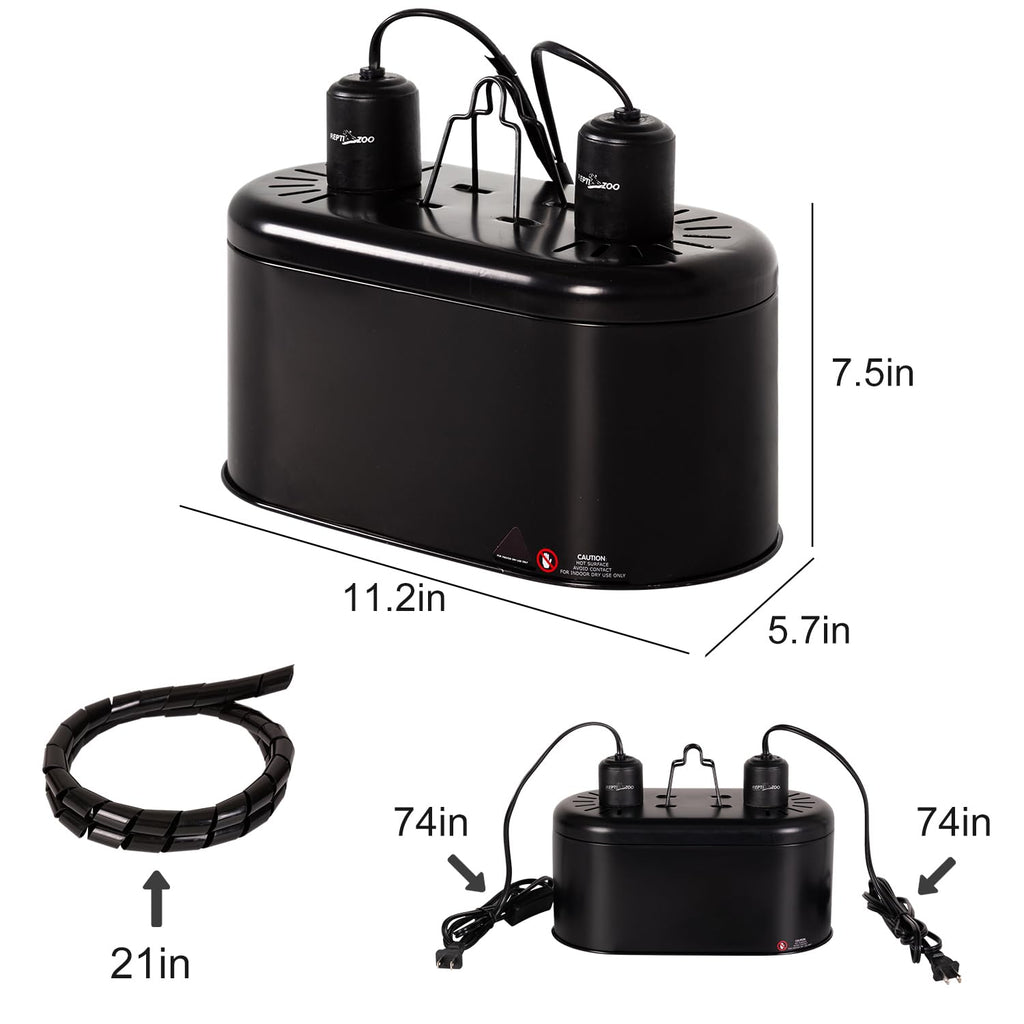 Reptile Heat Lamp Combo Pack with Dual Light Fixture, 100W Basking Spot Light & 26W UVA UVB Bulb E908