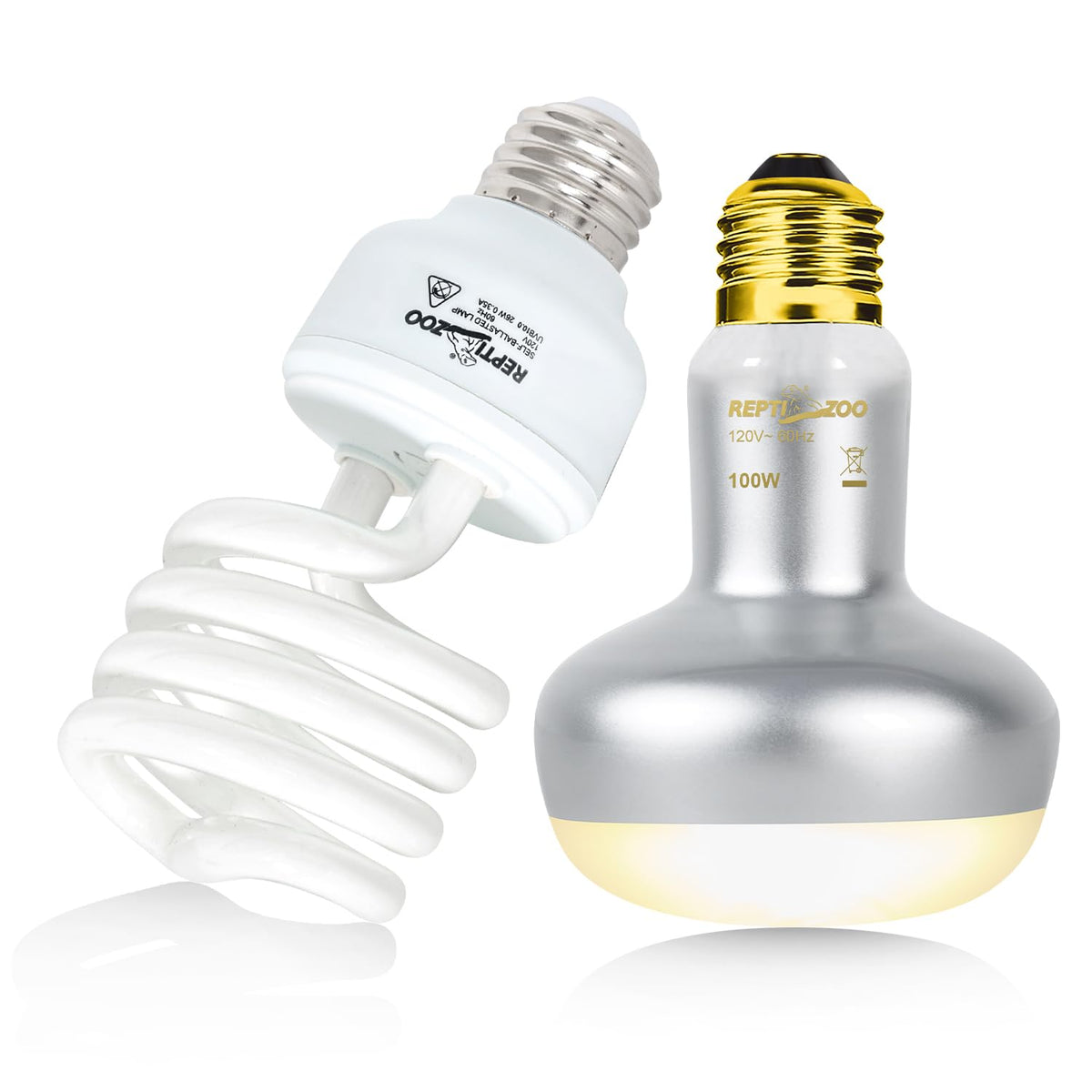 Reptile Heat Lamp Combo Pack with Dual Light Fixture, 100W Basking Spot Light & 26W UVA UVB Bulb E908
