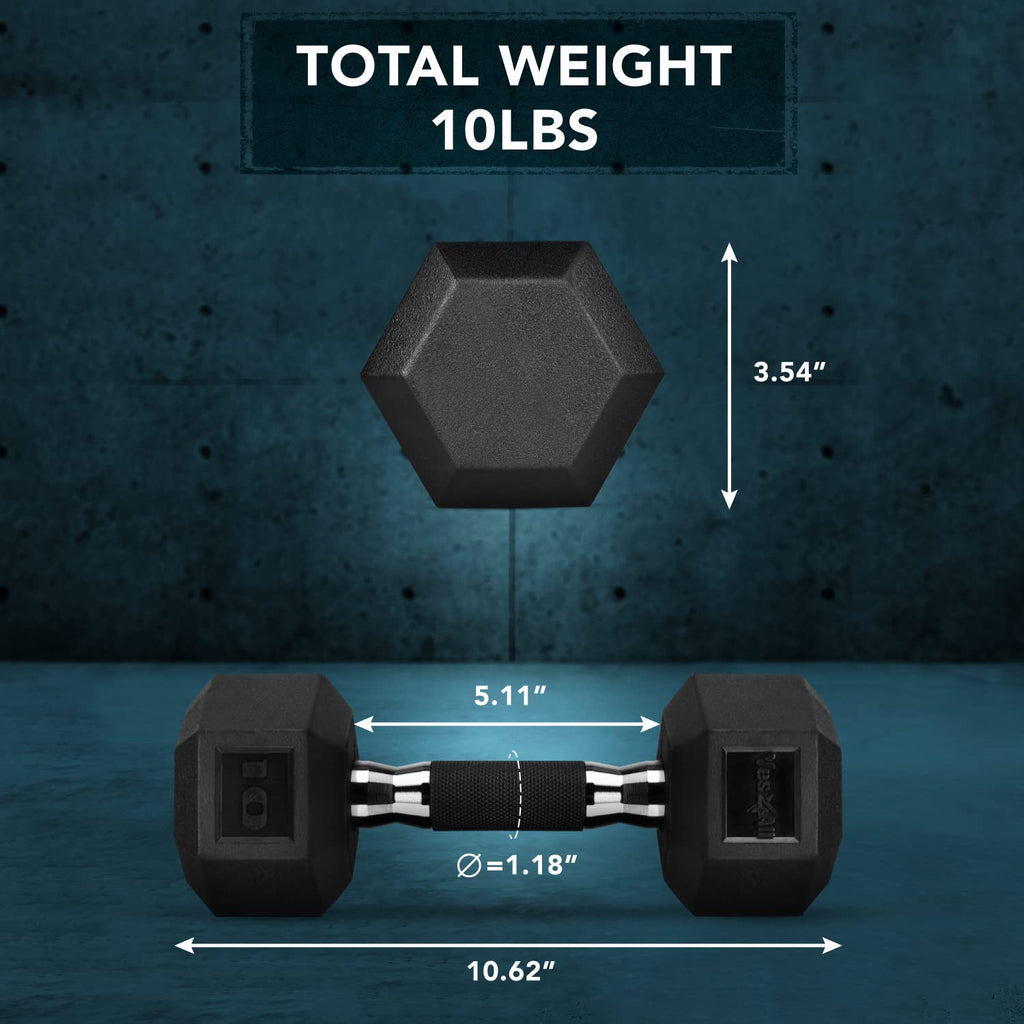 Rubber Grip Encased Hex Dumbbell Hand Weights Anti-Slip S122153