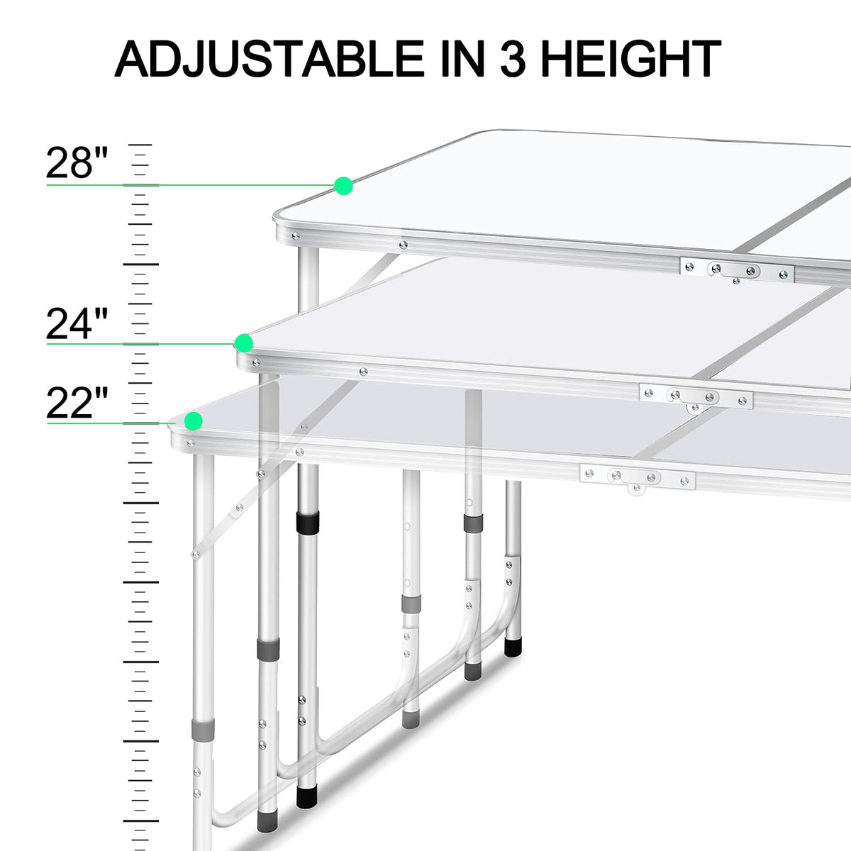 4 FT Aluminum Height Adjustable Folding Camping Table B963058