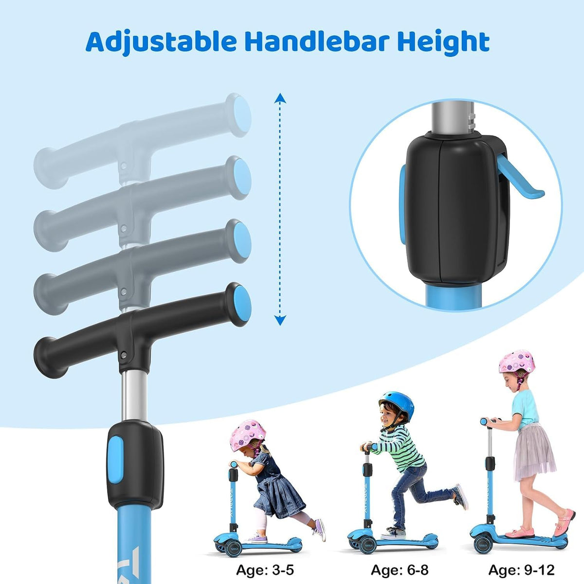 Light Up 3 Wheel Folding Kids Scooter with Adjustable Height P495