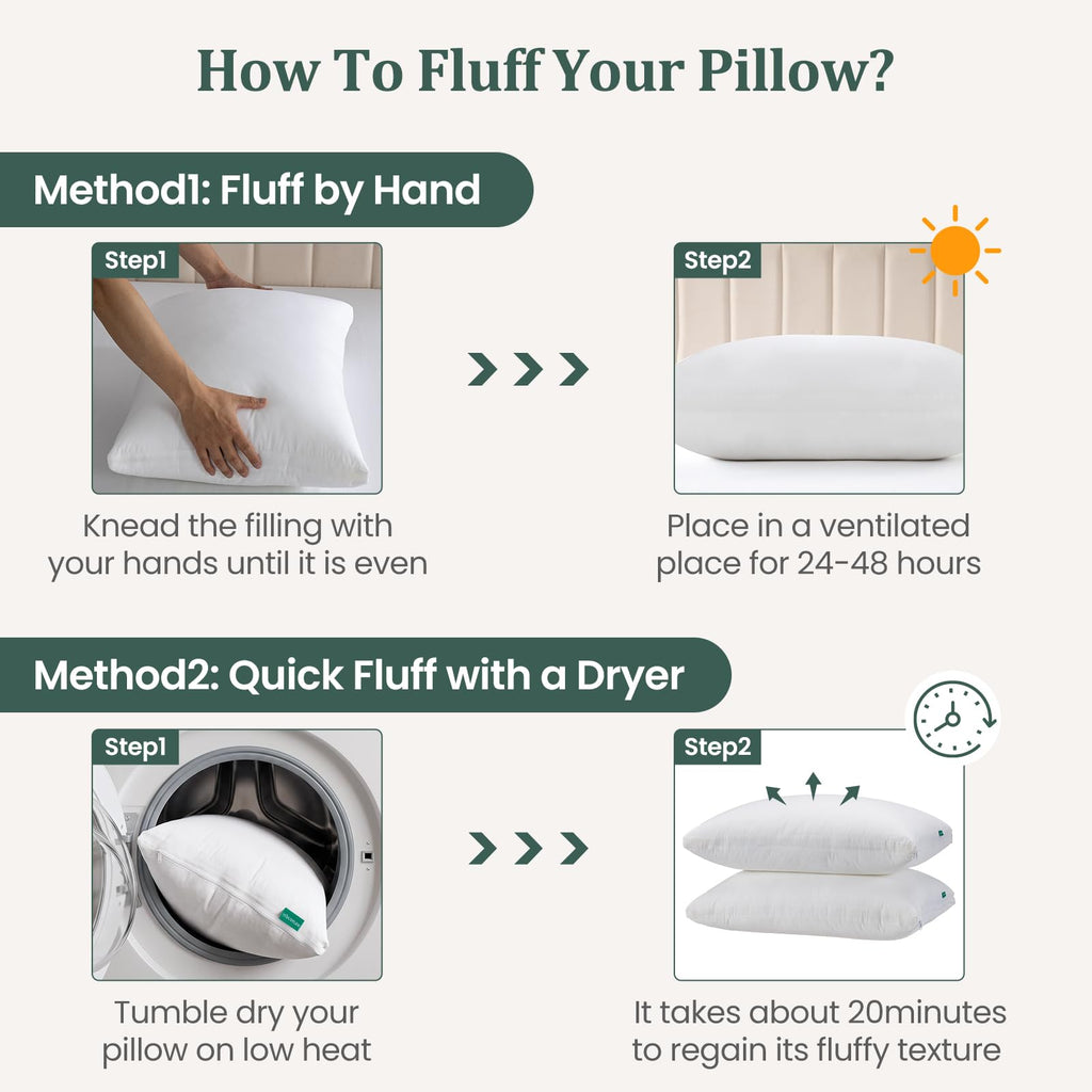 King Size Set of 2 Adjustable Memory Foam Bed Pillows Q884
